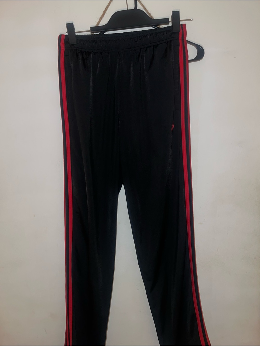 adidas Black Sweatpants with Red Side Stripes